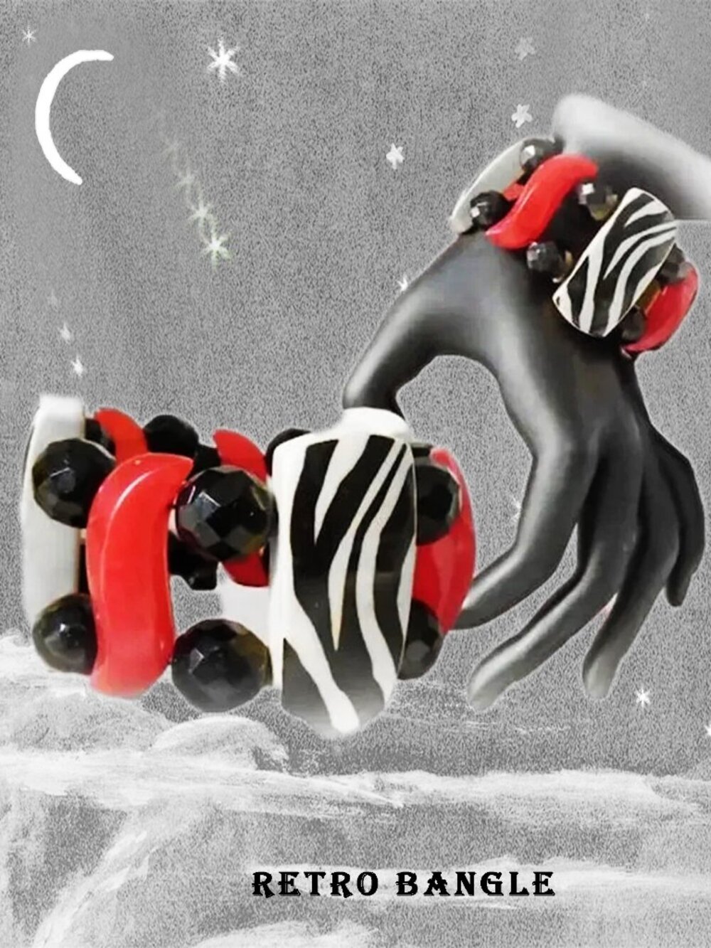 Zebra Bangle Wide Clamper Bracelet Recycled Vintage One of a Kind Summer Jewelry